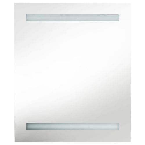 LED шкаф с огледало за баня, бяло и дъб, 50x14x60 см