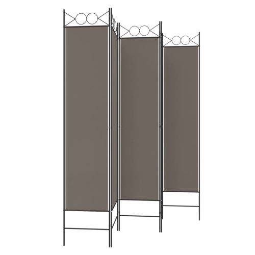 Параван за стая, 5 панела, антрацит, 200x200 cм, текстил
