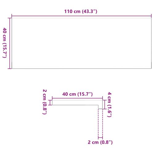 Прозоречни первази, 2 бр, 110x40x2 см, необработен масивен дъб