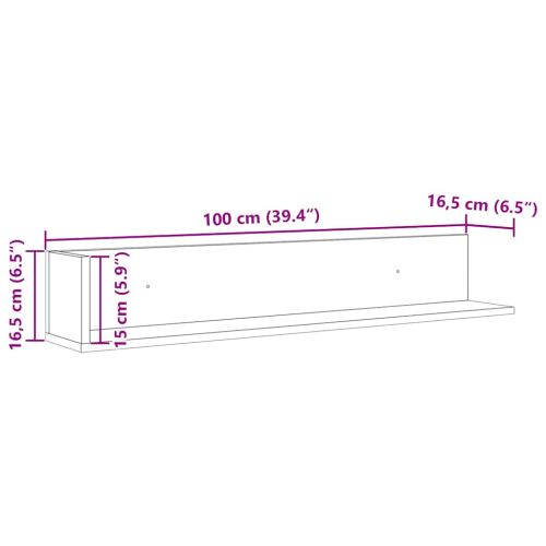 Стенни рафтове 2 бр сонома дъб 100x16,5x16,5 см инженерно дърво