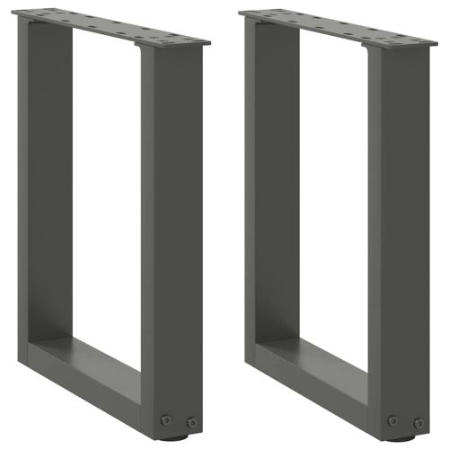 Крака за масичка за кафе, U-образни, 2 бр., антрацит, 38 x (42-43) см, стомана