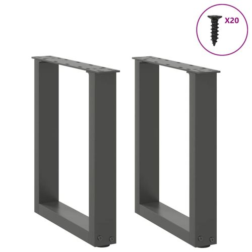 Крака за масичка за кафе, U-образни, 2 бр., антрацит, 38 x (42-43) см, стомана