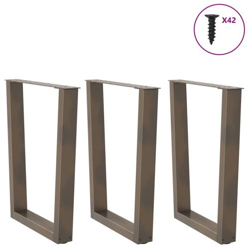 Крака за трапезна маса, V-образни, 3 бр., естествена стомана, 70 x (72-73,3) см, стомана