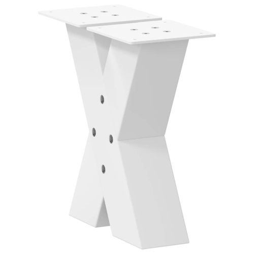 Крака за масичка за кафе, X-образни, 2 бр., бели, 40 x (30-31) см, стомана