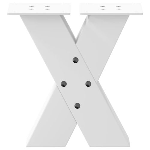 Крака за масичка за кафе, X-образни, 2 бр., бели, 40 x (30-31) см, стомана