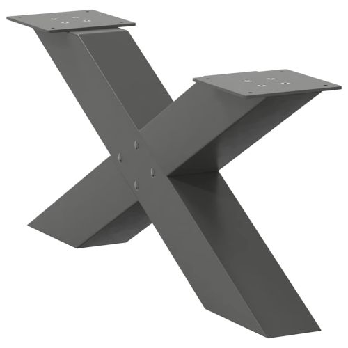 Крака за масичка за кафе, X-образни, 2 бр., антрацит, 70x(30-31) см, стомана