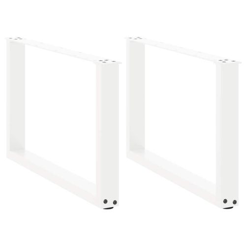 Крака за масичка за кафе, U-образни, 2 бр., бели, 60 x (42-43) см, стомана