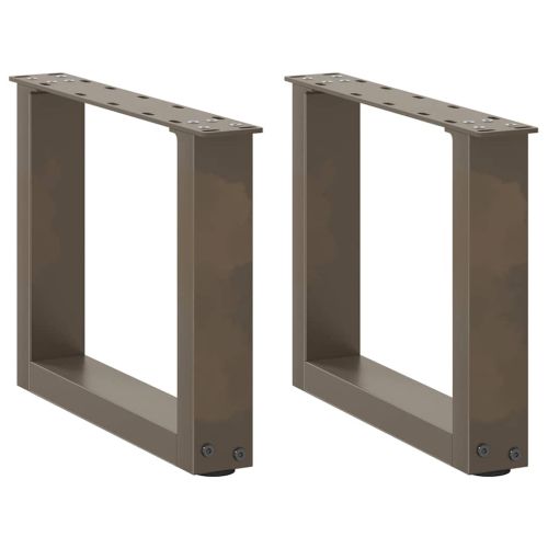 Крака за масичка за кафе, U-образни, 2 бр., естествена стомана, 40 x (30-31) см, стомана