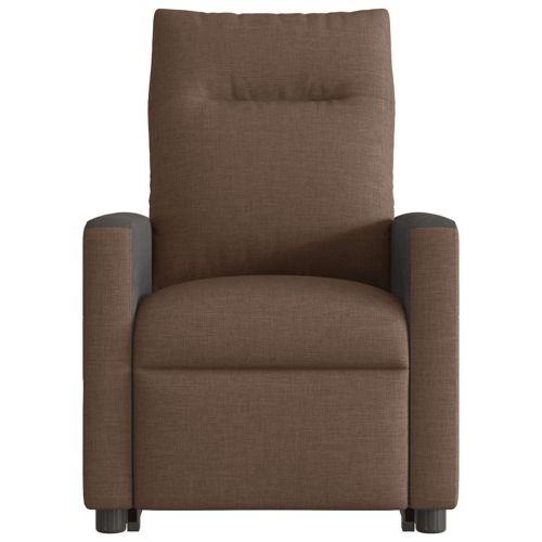 Електрически изправящ масажен реклайнер стол кафяв текстил
