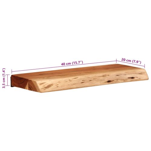Стенни рафтове, 2 бр, 40x20x3,5 см, акациево дърво масив