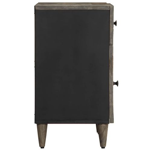 Нощно шкафче Светло сиво 50x33x60 cm Масивна дървесина Манго