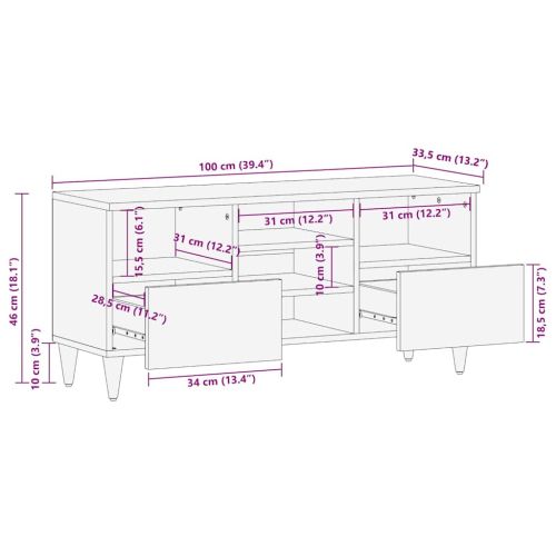 TV шкаф 100x33,5x46 cm Масивна дървесина Манго