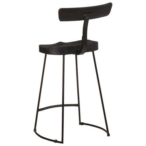 Бар табуретки, 2 бр, 49x43x88 см, черни, мангово масив дърво