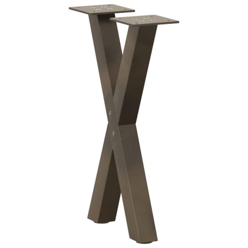 Крака за масичка за кафе, X-образни, 2 бр., естествена стомана, 38 x (42-43) см, стомана