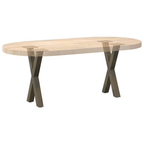 Крака за масичка за кафе, X-образни, 2 бр., естествена стомана, 38 x (42-43) см, стомана