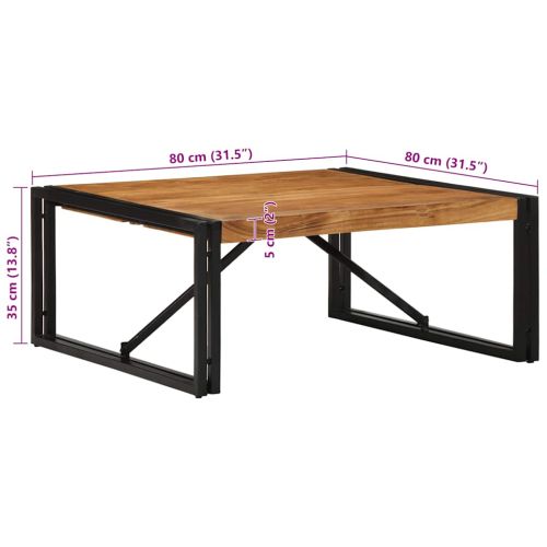 масичка за кафе 80x80x35 cm масивна дървесина акация