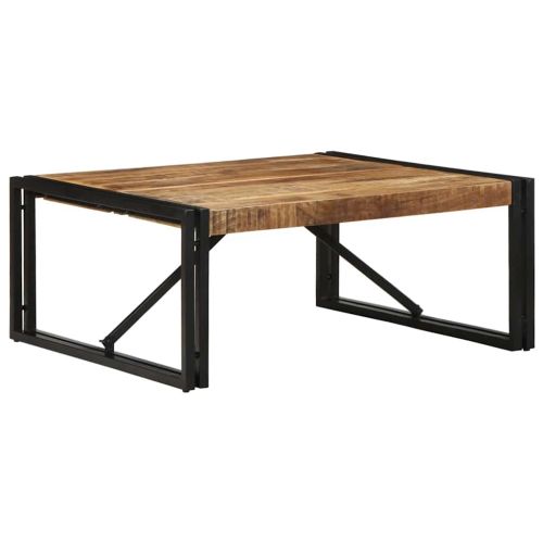 Масичка за кафе 80x80x35 cm Масивна груба дървесина Манго