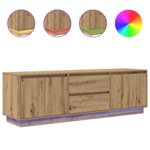 ТВ шкаф с LED светлини Artisan дъб 160,5x41x50 см