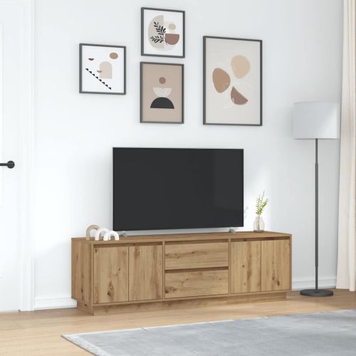 ТВ шкаф с LED светлини Artisan дъб 160,5x41x50 см
