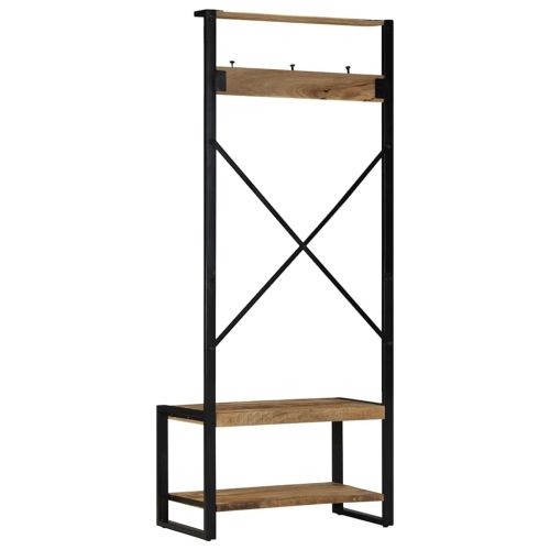 vidaXLS Закачалка за дрехи 80x40x190 cm Масивна груба дървесина Манго