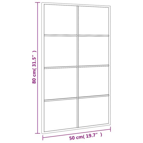 Стенно огледало, черно, 50x80 см, правоъгълно, желязо
