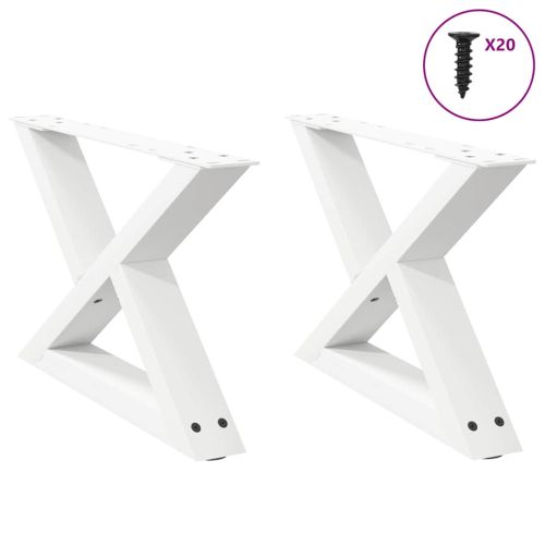 Крака за масичка за кафе, 2 бр., бели, 60 x (30-31,3) см, стомана