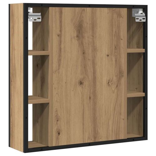 Огледален шкаф за баня дъб артизан 60x16x60 см инженерно дърво