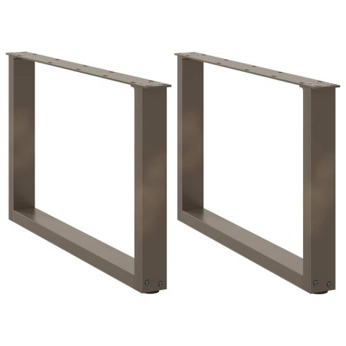 Крака за масичка за кафе, U-образни, 2 бр., естествена стомана, 60 x (42-43) см, стомана