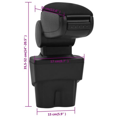 Подлакътник за кола черен 17x32x(35,5-52) см ABS