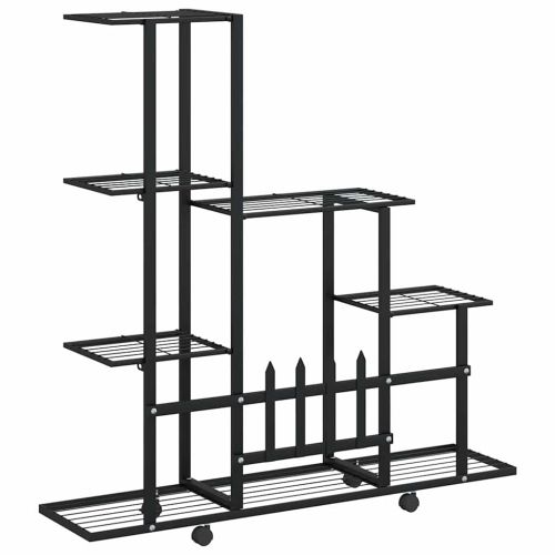 Цветарник на колела, 94,5x25x92,5 см, черен, метал