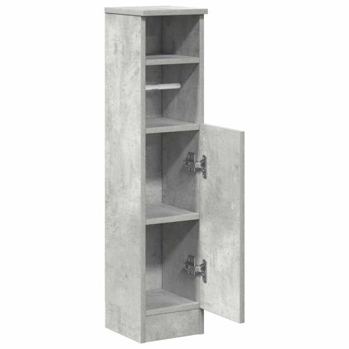 Шкаф за баня с поставка за ролки, бетонно сив, 20,5x22x90 см