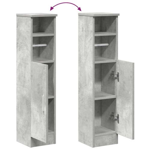 Шкаф за баня с поставка за ролки, бетонно сив, 20,5x22x90 см