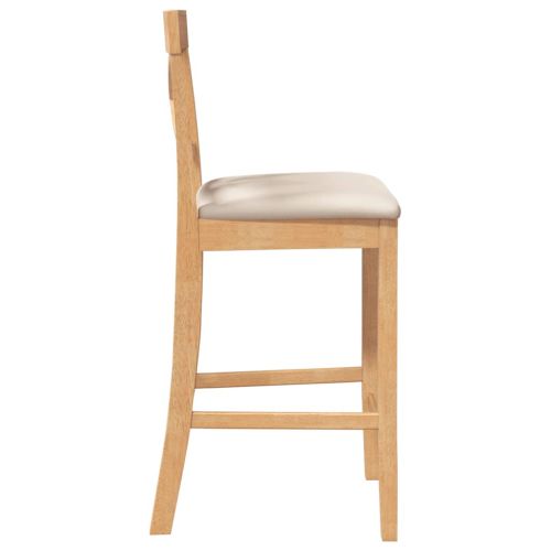 Бар столове с възглавници, 2 бр., естествено масивно дърво, каучук