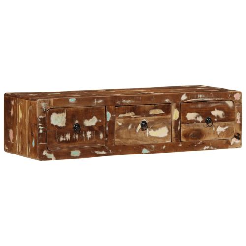 Стенен ТВ шкаф 100x32x25 см, масивна дървесина, регенерирана