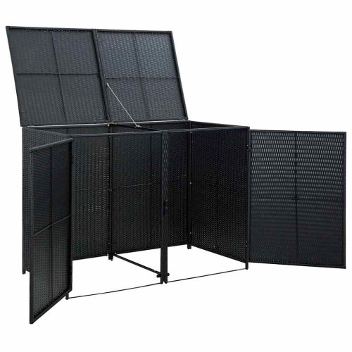 Двоен навес за подвижни кофи за смет, полиратан, 148x80x111 cм
