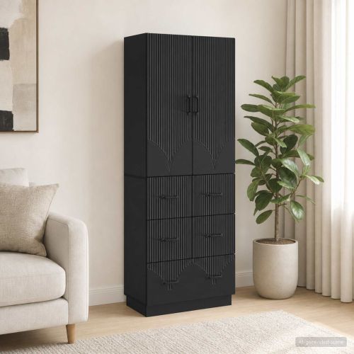 Комплект шкафове 2 pcs Черно 66 x 34,5 x 87 см