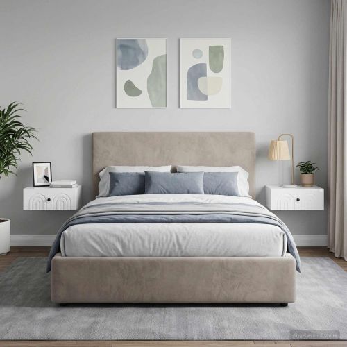 Спален шкаф с монтаж на стена 2 pcs Бял гланц 49 x 34,5 x 20 см