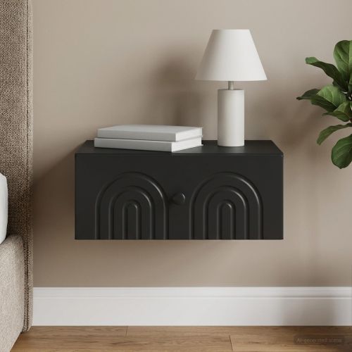 Спален шкаф с монтаж на стена Черно 49 x 34,5 x 20 см
