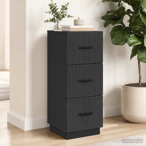 Чекмеджетен шкаф Черно 33 x 34,5 x 87 см Инженерна дървесина