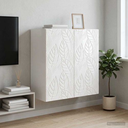 Стенно шкафче Бял гланц 59 x 31 x 60 см Инженерна дървесина