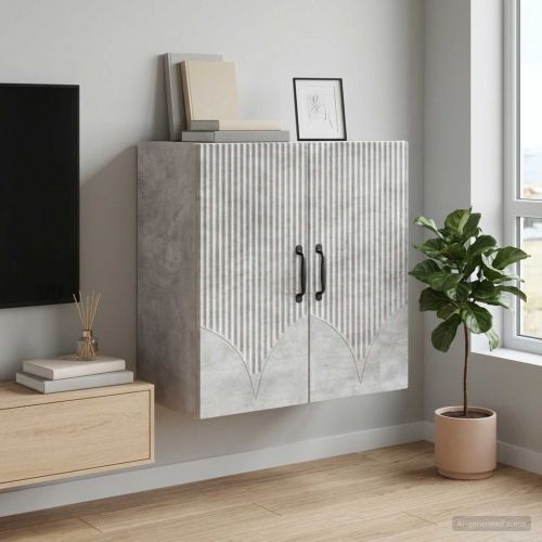 Стенно шкафче Бетонно сиво 59 x 31 x 60 см Инженерна дървесина