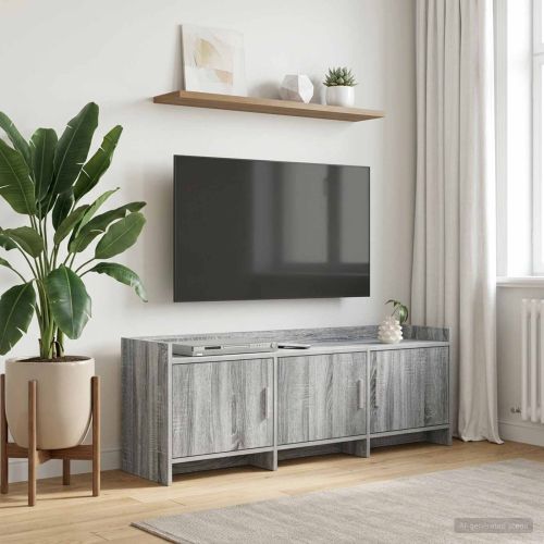 ТВ шкаф 130 x 33 x 47 см Сив Сонома Инженерна дървесина