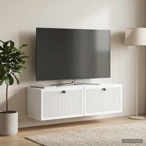 Стенно монтиран ТВ шкаф Монтиране на стена Бяло 98 x 31 x 30 см