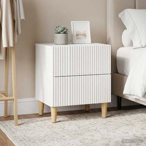 Нощен шкаф 2 pcs Бяло 43 x 34,5 x 48 см Инженерна дървесина
