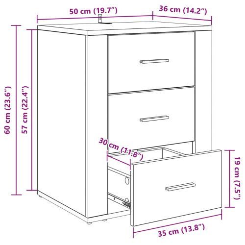 Нощен шкаф Старо дърво 35 x 50 x 60 см Инженерно дърво