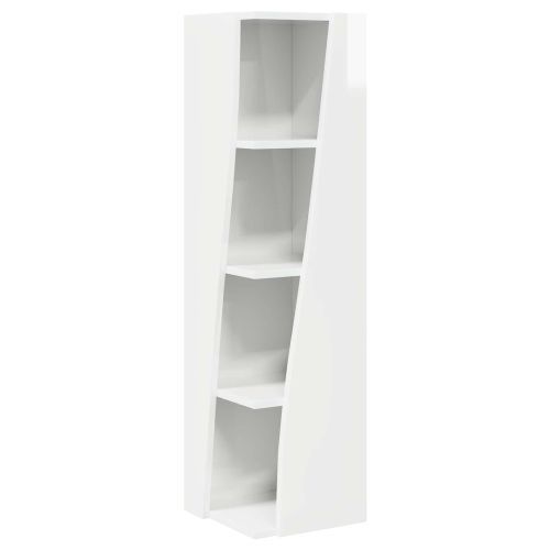 Ъглов шкаф Лъскаво бяло 27,5x27x102см Инженерно дърво