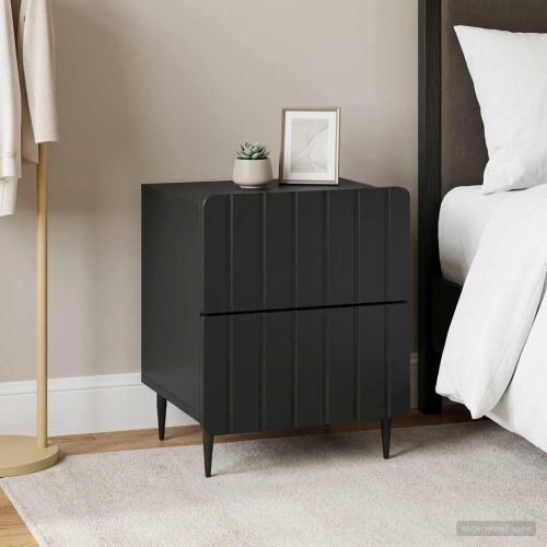 Нощен шкаф 2 pcs Черно 43 x 34,5 x 49,5 см Инженерна дървесина