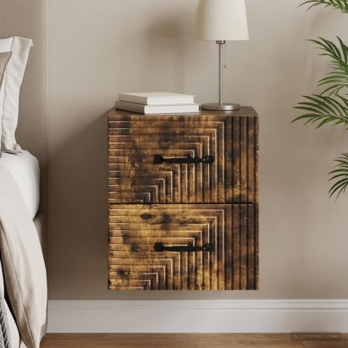 Спален шкаф с монтаж на стена Опушен дъб 34,5 x 33 x 40 см