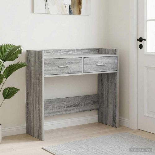 Конзолна маса Сив Сонома 90 x 35 x 80 см Инженерна дървесина