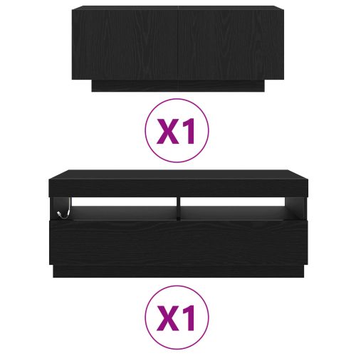 Комплект ТВ шкаф 2 pcs Черно 200 x 35 x 40 см Инженерно дърво